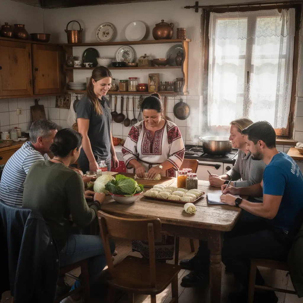 Persoane care se bucură de un picnic în natură, înconjurate de verdeață.